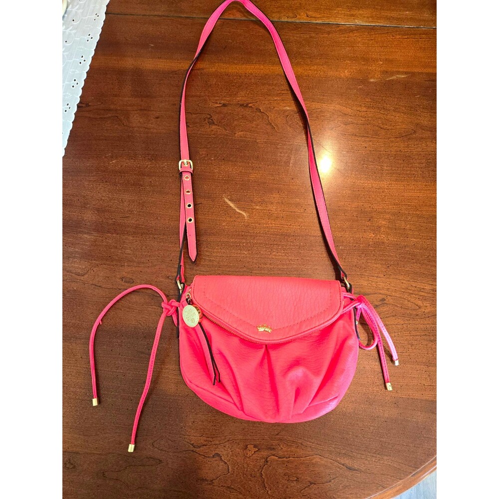 Juicy Couture Pink Small Crescent Crossbody Bag Gold Hardware Magnetic Zip